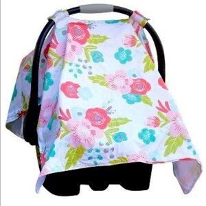 GO By Goldbug Floral Car Seat Carrier Canopy Cover Germ Protection and Head Rest